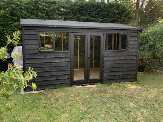 Beautiful black barn shed finished
